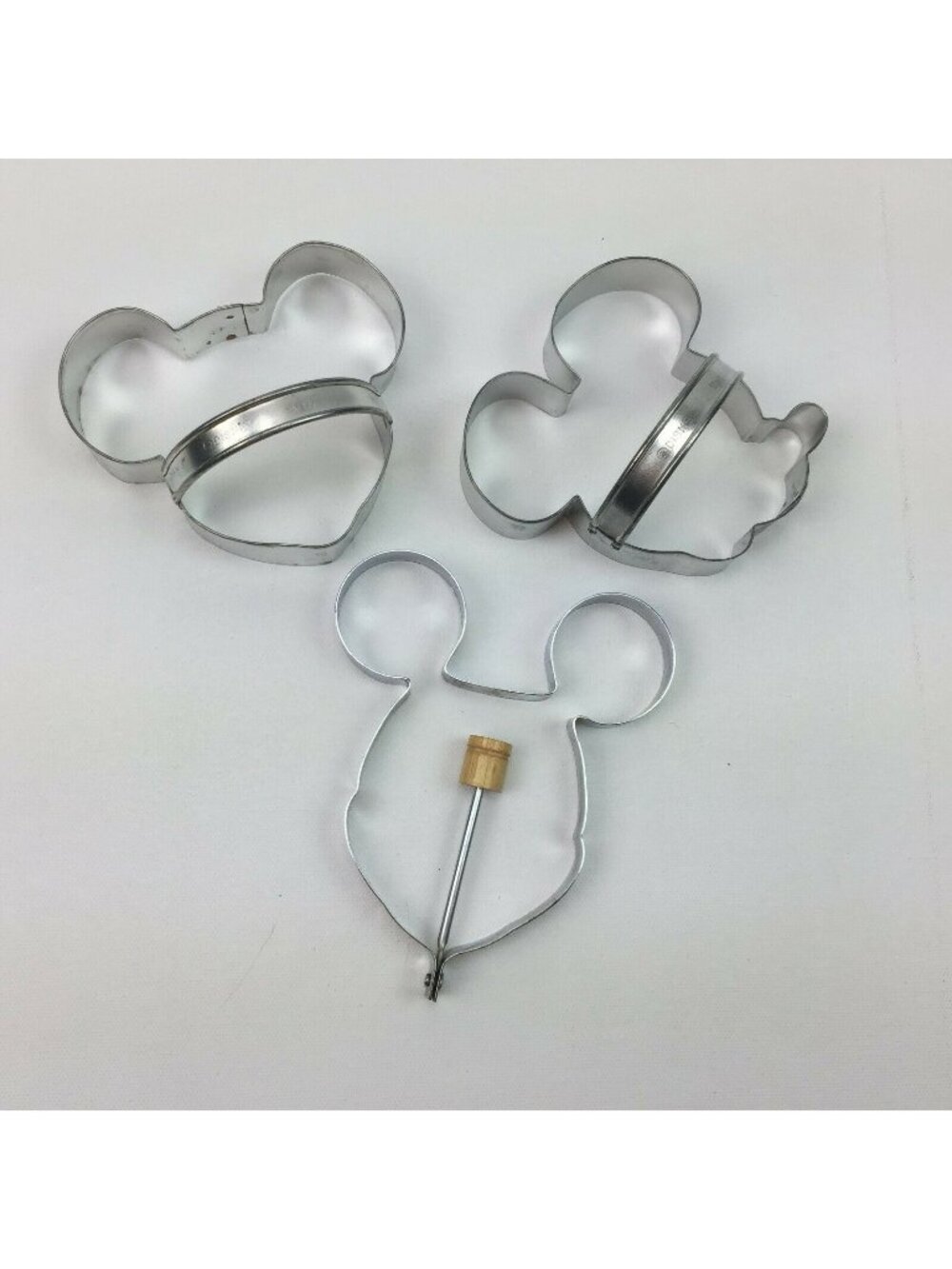 Disney Mickey Mouse Head Face Set 2 Metal Cookie Cutters Egg Ring Kitchen Baking